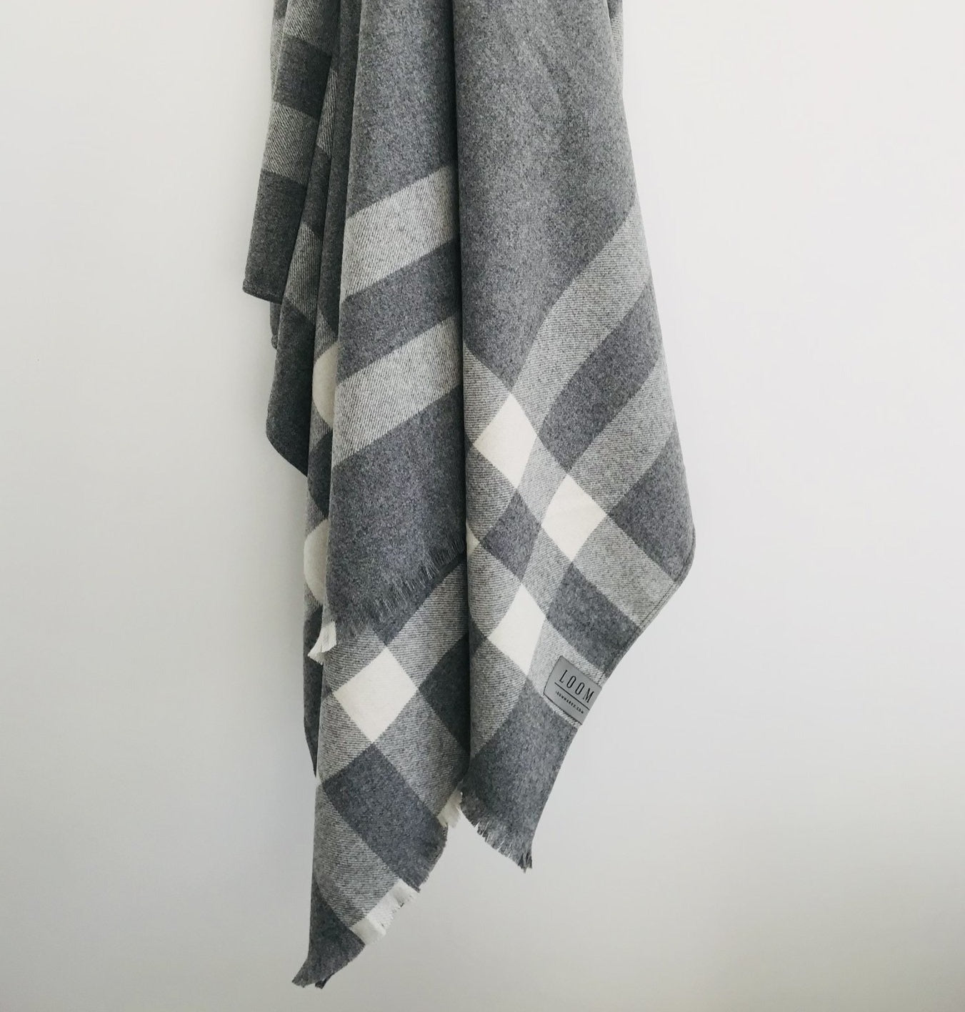Cashmere Charcoal Merino Plaid Bed Blanket